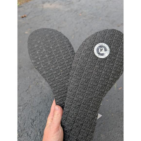 Sanuk Women's Yoga Sling Back Thong Sandals Sz 10 Black White Yoga Mat Comfort - Picture 4 of 5